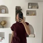 DİK YAKA SELANİK ÖRGÜ PAMUK SÜVETER - BORDO