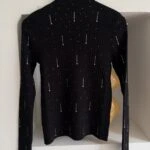 DİK YAKA TAŞ SERPME FİTİLLİ VİSKON TRİKO - SİYAH