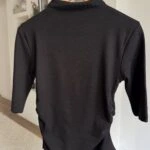 DİK YAKA YAN BÜZGÜ TRUVAKAR KOL PAMUK MODAL BLUZ - SİYAH