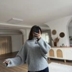 DİK YAKA YARASA KOL YÜN KARIŞIM KAZAK - GRİ