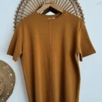 DİKİŞ DETAY SALAŞ PAMUK TİŞÖRT - AÇIK KİREMİT