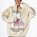 DİKYAKA FERMUARLI RENKLİ YAZI BASKI SALAŞ SWEAT - BEJ