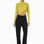 DIŞ PAÇA YIRTMAÇ FİT KUMAŞ PANTOLON - SİYAH