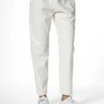 DİZ DİKİŞLİ BEL LASTİK CEPLİ DERİ PANTOLON - TAŞ