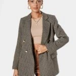 DOKULU DESENLİ ETAMİN CEKET - KARAMEL