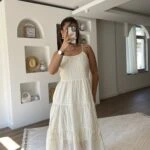 DOKUMA İP ASKI NAKIŞ İŞLEMEPAMUK MİDİ ELBİSE - EKRU