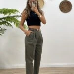 DUBLE PAÇA BALON MODEL KANVAS PANTOLON - HAKİ