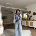 DÜĞME ŞERİT PAMUK PALAZZO JEAN PANTOLON - MAVİ