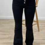 DÜĞMELİ İSPANYOL LİKRALI JEAN - SİYAH