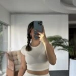 DÜŞÜK KOL MODAL PAMUK CROP TİŞÖRT - EKRU