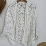 DÜŞÜK KOL MOTİF DOKUMA HIRKA - EKRU