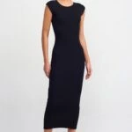 DÜŞÜK KOL PAMUK LİKRA ELBİSE - SİYAH