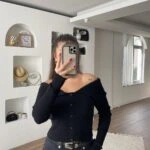 DÜŞÜK OMUZ DÜĞME DETAY VİSKON FİTİLLİ TRİKO - SİYAH