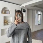 DÜŞÜK OMUZ KAT YAKA KAZAK - GRİ