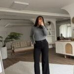 DÜZ KESİM PAMUK KUMAŞ PANTOLON - SİYAH