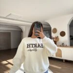 EARTH YAZILI ŞARDONLU PAMUK SWEAT - EKRU