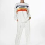 ENERGY YAZI RENKLİ BASKI VİSKON SWEAT - EKRU