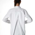 ETEĞİ OVAL ARKA KANATLI PAMUK GÖMLEK - BEYAZ