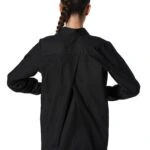 ETEĞİ OVAL ARKA KANATLI PAMUK GÖMLEK - SİYAH