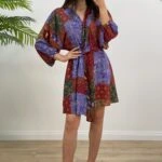 ETEĞİ VOLANLI DESENLİ ELBİSE - DESENLİ