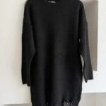 ETEK UCU DANTEL BİSİKLET YAKA TRİKO ELBİSE - SİYAH