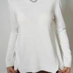 ETEK YAN FERMUARLI BİSİKLET YAKA VİSKON TRİKO - EKRU