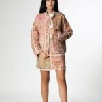 ETNİK DESEN KAPİTONE CEKET - PUDRA