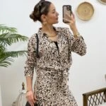 ETNİK DESEN SATEN GÖMLEK - BEJ