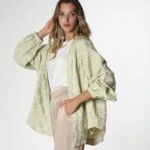 ETNİK DESEN VİSKON KİMONO - AÇIK YEŞİL