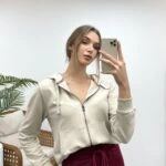 FERMUARLI KAPÜŞONLU SWEAt - TAŞ