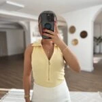 FERMUARLI YAKALI FİTİLLİ ATLET - LİMON