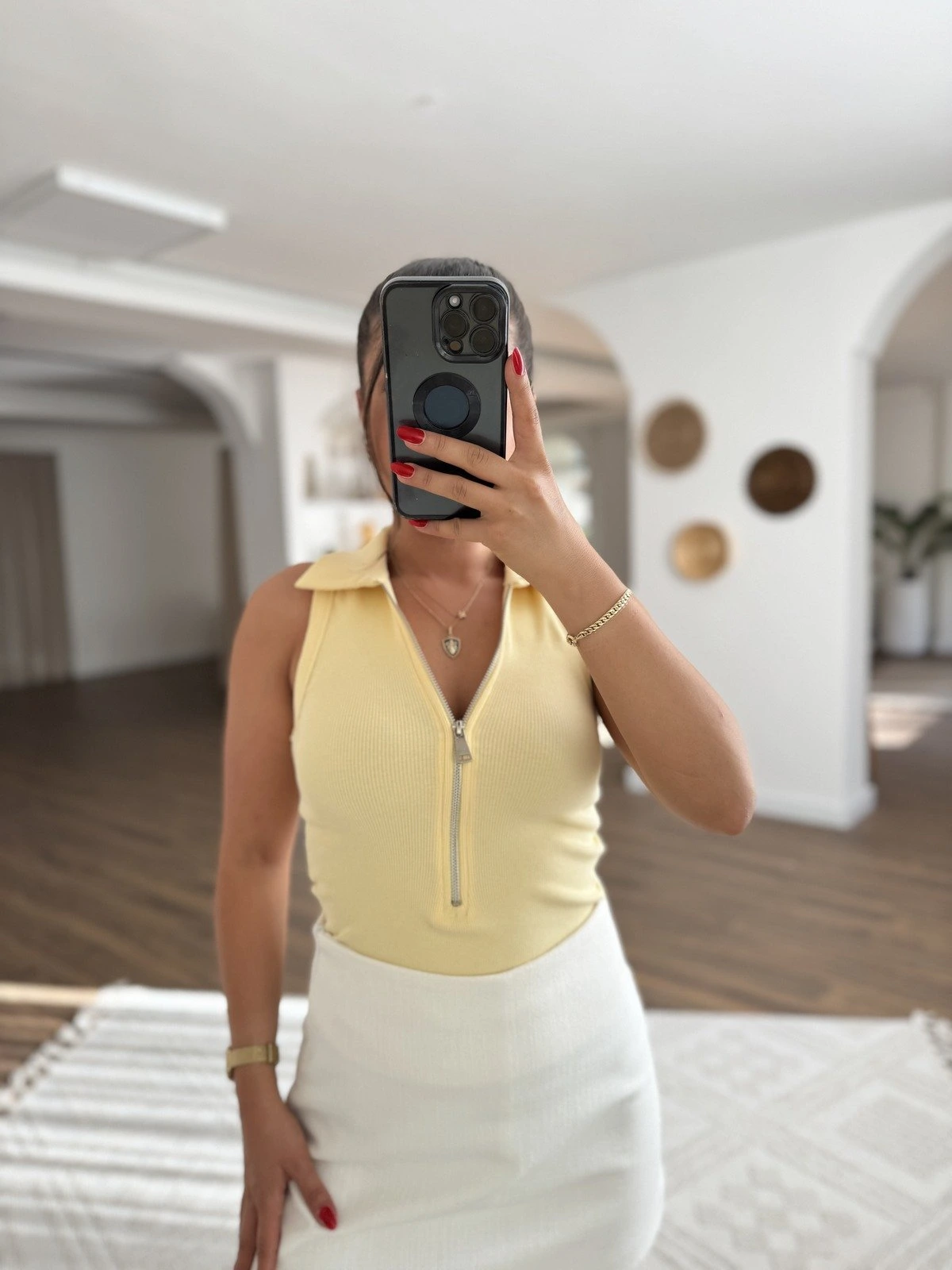 FERMUARLI YAKALI FİTİLLİ ATLET - LİMON - Görsel 1