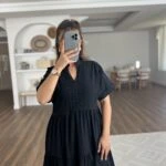 FİSTO DETAY ASTARLI KISA ELBİSE - SİYAH