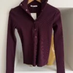 FİTİLLİ DİK YAKA ÇITÇITLI VİSKON BLUZ - BORDO