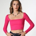 FİTİLLİ UZUN KOL TOP - FUŞYA
