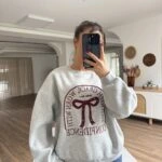 FİYONK DİKİŞ YAZI ŞARDONLU PAMUK SALAŞ SWEAT - GRİ MELANJ