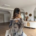 FRİDA DESEN KAYIK YAKA VİSKON TRİKO - BEYAZ