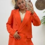 GABARDİN ASTARSIZ 4 DÜĞME CEKET - ORANGE