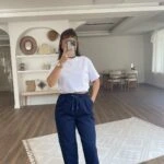 GABARDİN DİZ TERS DİKİŞ CEPLİ PANTOLON - LACİVERT