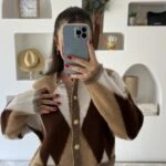 GENİŞ BAKLAVA DESEN BİSİKLET YAKA YUMOŞ HIRKA - CAMEL