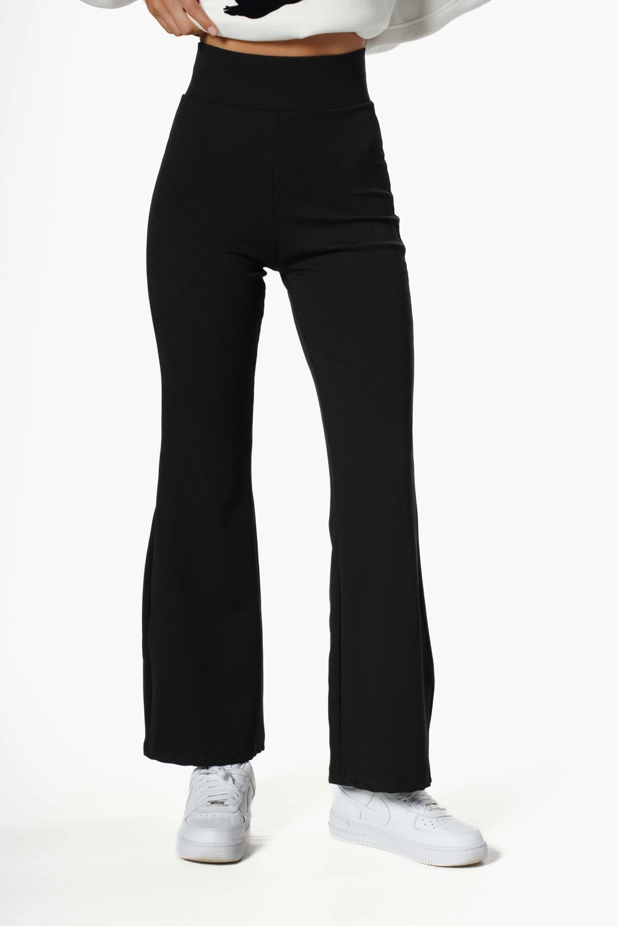 GENİŞ KEMER DALGIÇ KUMAŞ TAYT - SİYAH - Görsel 1