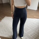 GENİŞ KEMER ÖN DİKİŞ VİSKON FLARE EŞOFMAN - LACİVERT