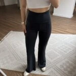 GENİŞ KEMER ÖN DİKİŞ VİSKON FLARE EŞOFMAN - SOLUK SİYAH