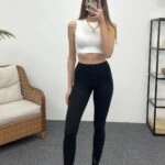 GENİŞ KEMER YUMOŞ TAYT - SİYAH