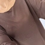 GENİŞ YAKA TRUVAKAR KOL İNCE VİSKON SALAŞ TRİKO - KAHVE