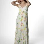 GÖĞÜS ALTI BÜZGÜLÜ SIRT LASTİKLİ ASKILI ELBİSE - EKRU