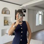 GOLD AKSESUAR VİSKON UZUN YELEK - LACİVERT