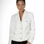 GOLD DÜĞME 4 CEP ASTARLI KISA KAŞE CEKET - EKRU