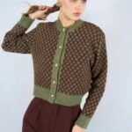 GOLD DÜĞME DESEN ÖRGÜ KISA HIRKA - YEŞİL