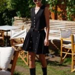 GOLD DÜĞME PİLİ KISA  ETEK YELEK TAKIM - SİYAH